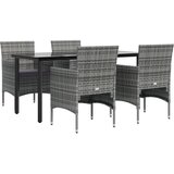  5-dijelni vrtni blagovaonski set s jastucima sivo-crni Siva Dužina stola 160 cm | shoptok.hr