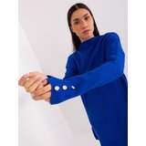 Fashion Hunters Cobalt Blue Knitted Striped Mini Dress | Shoptok.si