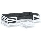  Vrtna sedežna garnitura 7-delna z blazinami bela borovina, (20973177) | Shoptok.si