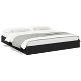 vidaXL Posteljni okvir s predali črn 180x200 cm inženirski les | Shoptok.si