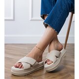 Gemre Beige platform strap slides Juko | Shoptok.si