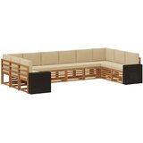  Set vanjskih sofa s jastukom 10 pcs Prirodna i bež Poliester | shoptok.hr
