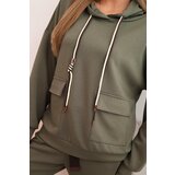 Kesi Włoski Women's set butter hoodie with pants with a belt khaki | ePonuda.com