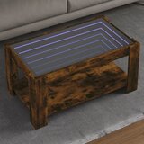 vidaXL Klubska mizica LED dimljeni hrast 93x53x45 cm inženirski les | Shoptok.si