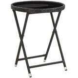  3-dijelni bistro set s jastucima crni od poliratana i stakla | Eponuda.com
