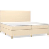  Box spring postelja z vzmetnico krem 200x200 cm blago, (20999353) | Shoptok.si