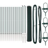 vidaXL šesterokotna ograja Zelena 1.4x25 m jeklo, stebrički z bodicami 13 kos Ø32 mm 160 cm pocinkan jeklo | Shoptok.si
