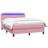 Box Spring krevet s madracem i LED ružičasti 160x220 cm baršun | shoptok.hr