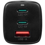 Onasi Hišni polnilec adapter FlashBang Gun Fast Charge PD 65W vhod 1x USB A in 2x Type C črn | Shoptok.si