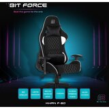 BIT FORCE KHAN F-2D igraća stolica s potpornim jastučićima, tkanina, 2D naslon za ruke, nosivost 150kg, crno/bijela | shoptok.hr