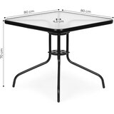  Vrtni stol od kaljenog stakla 80x80 cm s rupom za suncobran | shoptok.hr