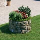 vidaXL Okrogla visoka greda gabion pocinkano jeklo Ø100x50 cm | Shoptok.si