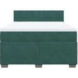 vidaXL Box spring postelja z vzmetnico temno zelena 140x200 cm žamet | Shoptok.si