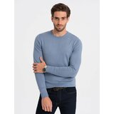 Ombre Classic men's sweater with round neckline - light blue Cene