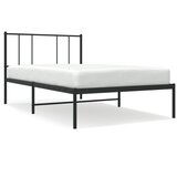 The Living Store Kovinski posteljni okvir z vzglavjem črn 90x190 cm - Posteljni Okvir, (21529084) | Shoptok.si