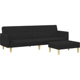  Kavč dvosed z blazinami in stolčkom za noge črno blago | Shoptok.si