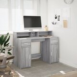  Radni stol s LED svjetlima siva boja hrasta 120x55x91 cm drveni | Shoptok.si