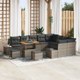 vidaXL 12-delni vrtni sofaset z blazinami siva poli ratan akacija | Shoptok.si