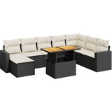 The Living Store Vrtna sedežna garnitura 9-delna z blazinami črn poli ratan - Vrtna Sedežna Garniture, (21455411) | Shoptok.si