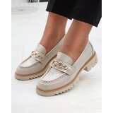 Resti Beige lacquered women's moccasins with chain Sotella - Footwear | ePonuda.com