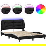  The Living Store Posteljni okvir z LED lučkami črno bel 120x200 cm umetno usnje - Posteljni Okvir, (21497935) | Shoptok.si