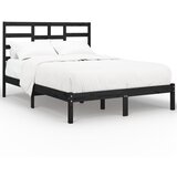 The Living Store Posteljni okvir črn iz trdnega lesa 140x190 cm - Posteljni Okvir, (21526619) | Shoptok.si