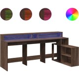 vidaXL Radni stol LED svjetlima smeđa boja hrasta 200x104x91cm drveni | shoptok.hr