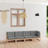 The Living Store Vrtni kavč štirised z blazinami trdna borovina - Vrtni Kavč, (21472591) | Shoptok.si