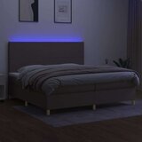  Krevet box spring s madracem LED smeđesivi 200x200 cm tkanina | shoptok.hr