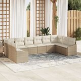 vidaXL Vrtna sofa set Set 10 Bež Ratan, Poliester Vrtna ljubezen Cene