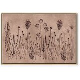  Slika - Wildflowers – black plants on lime-wash background 120x80 U prirodnom drvenom okviru | shoptok.hr