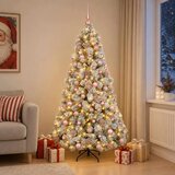  Umjetno božićno drvce s kuglicom 180 cm 300 LED lampica - Zelena i bijela 180 cm s LED-ima i ružičastim lopticama | shoptok.hr