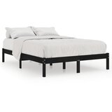 Maison Chic Posteljni okvir - Dvoposteljna postelja - Zakonska postelja črn iz trdnega lesa 135x190 cm-J14086, (21775651) | Shoptok.si