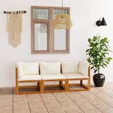 The Living Store Vrtna zofa za 3 osebe z blazinami krem trden akacijev les - Vrtni Kavč, (21438001) Cene