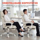  Uredska stolica s visokim naslonom vibracijskom masažom i grijanjem ergonomska nagibna s osloncem za noge krem ​​bijela | shoptok.hr