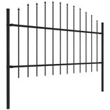 vidaXL Vrtna ograja s koničastimi vrhovi jeklo (1-1,25)x8,5 m črna | Shoptok.si