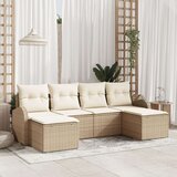 vidaXL Set od 6 vrtnih kauča s jastučićima Bež Poli Ratan | shoptok.hr