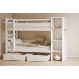 Molarem Home Drveni dječji krevet na kat Apollo s ladicom i policama - bijeli - 180x80 cm - Bez madraca | shoptok.hr