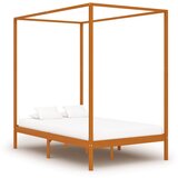  Posteljni okvir z baldahinom medeno rjav iz borovine 120x200 cm Cene