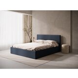 Micadoni Temno modra oblazinjena zakonska postelja s prostorom za shranjevanje/brez vzglavja z letvenim dnom 160x200 cm Susan – | Shoptok.si