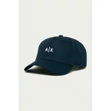 Armani Exchange Bombažna bejzbolska kapa mornarsko modra barva