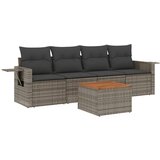 Maison Chic Seti vrtnega pohištva - Vrtna garnitura - Vrtni pohištvo set 5-delna z blazinami siv poli ratan, (21814115) | Shoptok.si