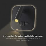  Zidna LED spot svetiljka sa USB portom LED/8W/230V 3000K crna | Eponuda.com