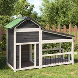 vidaXL Kućica za pse siva 143 x 60 5 x 109 cm od masivne borovine | shoptok.hr