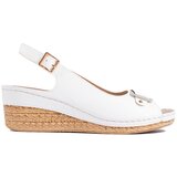 Shelvt White sandals on a low wedge espadrilles | shoptok.hr