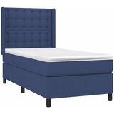  Krevet s oprugama i madracem plavi 100 x 200 cm od tkanine | shoptok.hr