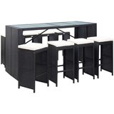 vidaXL 9-dijelni vrtni barski set od poliratana crni | shoptok.hr