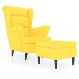 vidaXL Fotelja s krilnim naslonom i tabureom boja senfa baršunasta | shoptok.hr