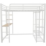 Lumor Postelja z mezzanine 90x200 cm iz kovine - S pisalno mizo in policami - Bela, (22155982) | Shoptok.si
