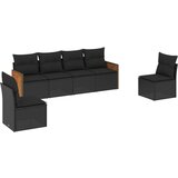  The Living Store Vrtna sedežna garnitura 6-delna z blazinami črna poli ratan - Vrtna Sedežna Garniture, (21443705) | Shoptok.si